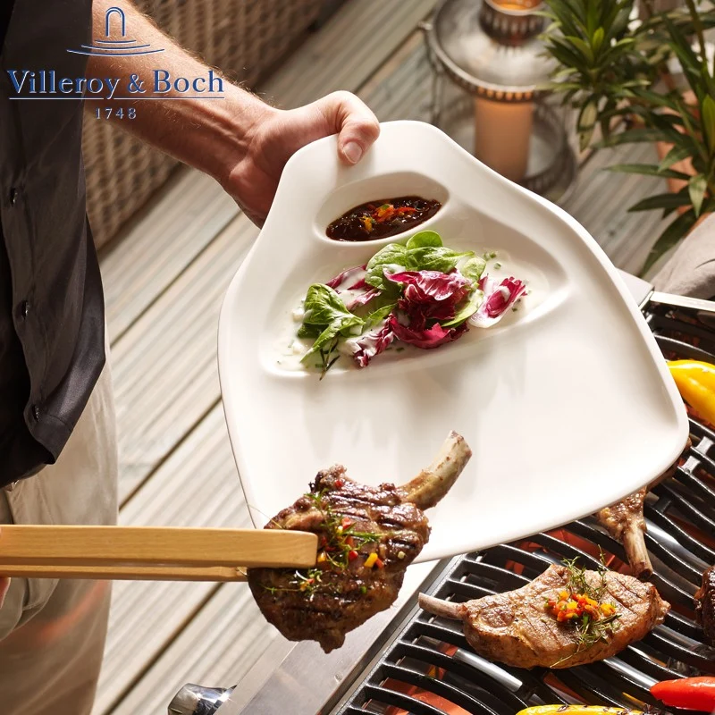 30.9x28.8 cm - BBQ Passion Piatto Bistecca In Porcellana - Set 2 Pz
