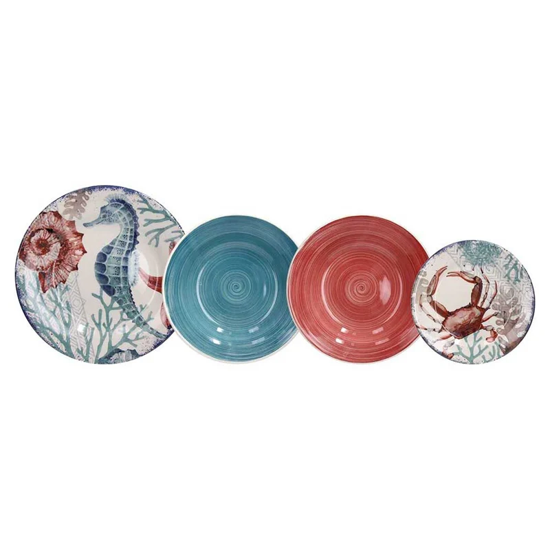 Vela Aquarium Servizio Piatti In Stoneware - Set 18 Pz
