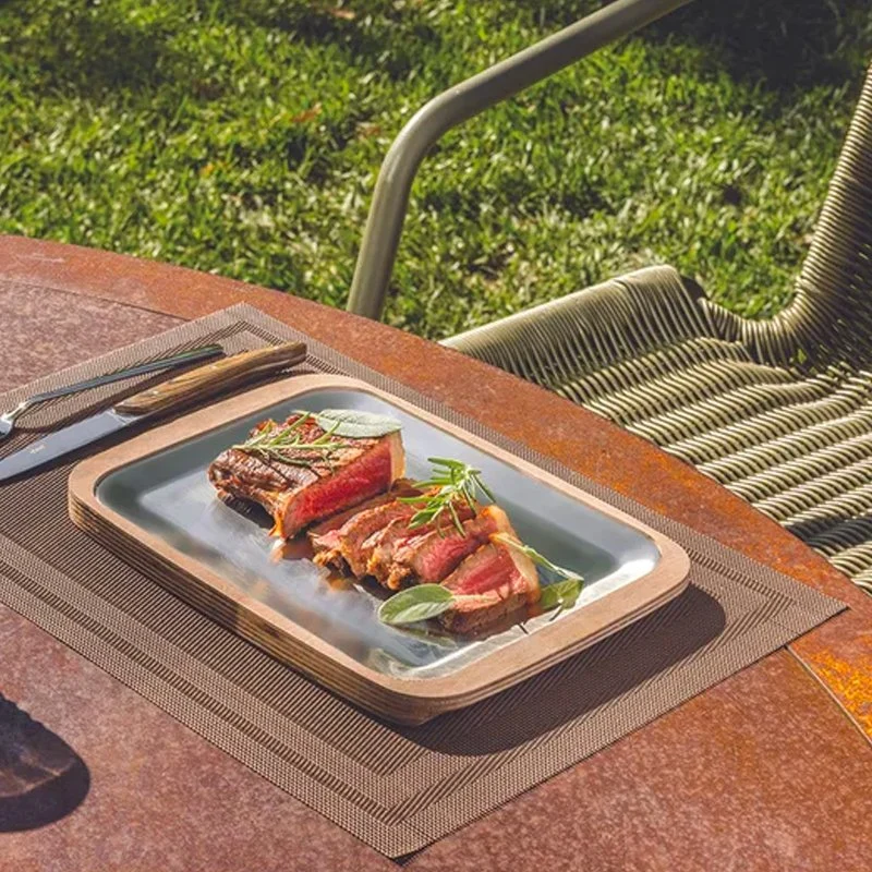 34x29 cm - Celsius Piatto Presentazione Con Support In Legno
