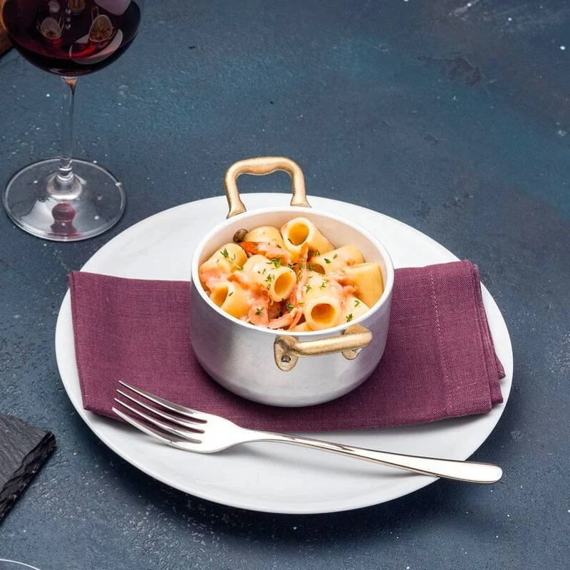 10 cm - Miniature Mini Casseruola Alta In Alluminio Con Manici In Ottone