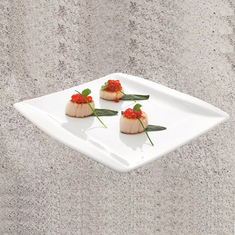 24x24 cm - Napoli Piatto Piano In Porcellana - Set 12 Pz