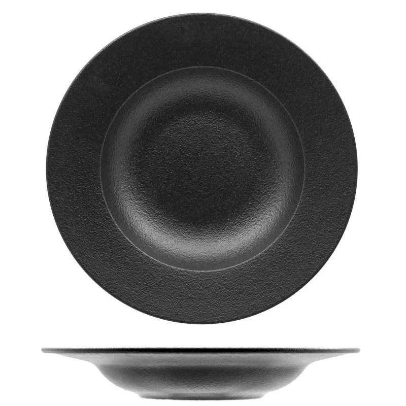 26 cm - Black Dazzle Piatto Fondo In Porcellana - Set 6 Pz