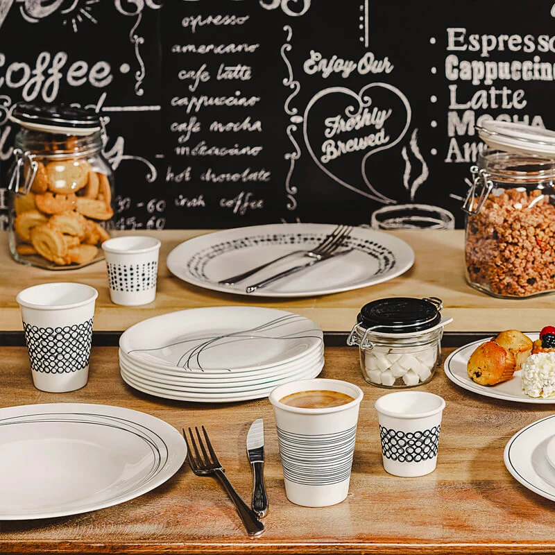 Chiaroscuro Servizio Piatti In Vetro Opale - Set 18 Pz