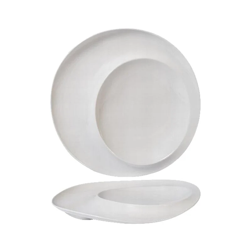 31 cm - Magnesium Eclipse Piatto Presentazione Rotondo In Porcellana - Set 2 Pz