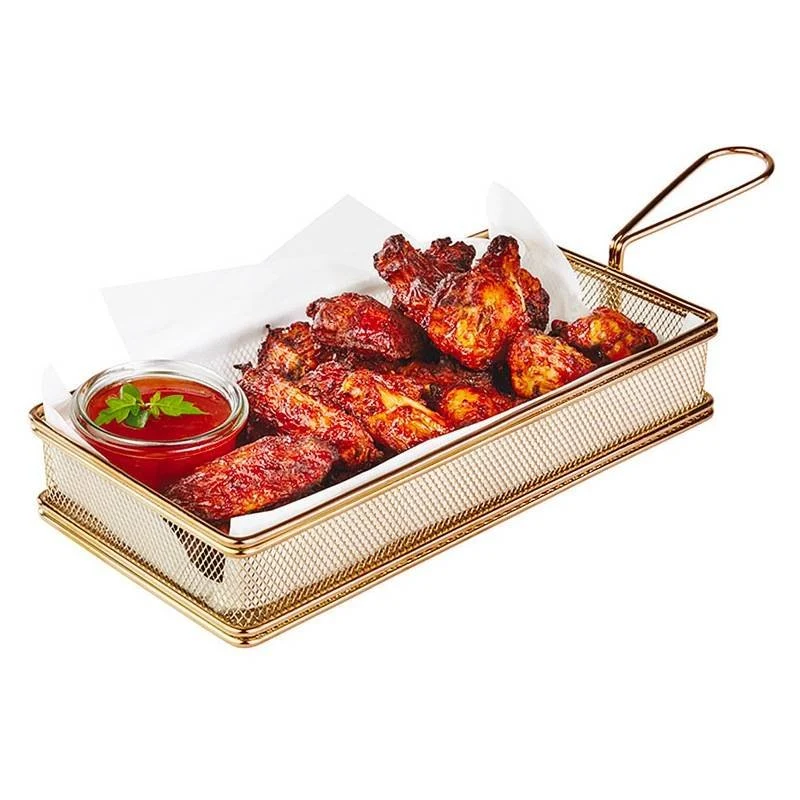 21x10 cm - Tableware Buffet & Display Cestello Porta Snack Rettangolare In Acciaio Inox