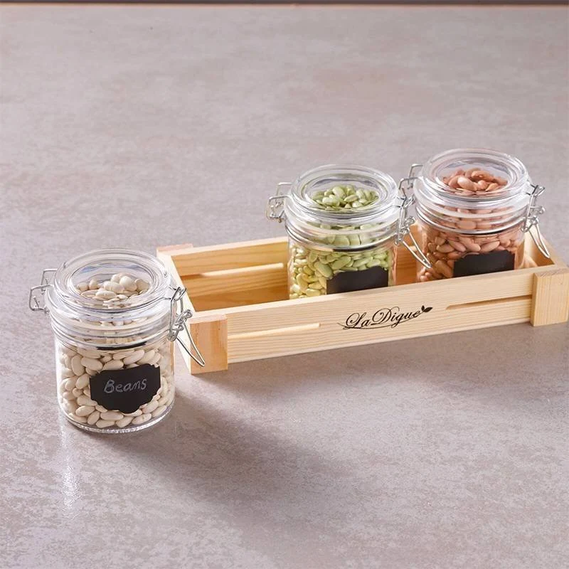 10 cl - Happy Hour Vasetti per Aperitivo Con Supporto Vassoio In Legno - Set 4 Pz