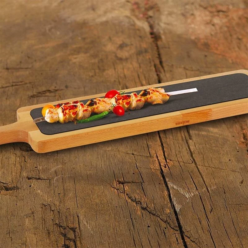 60x15 cm - Tableware, Buffet & Display Piatto In Ghisa Con Supporto In Legno
