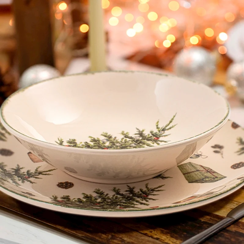 Christmas Carol Servizio Piatti In Stoneware - Set 18 Pz