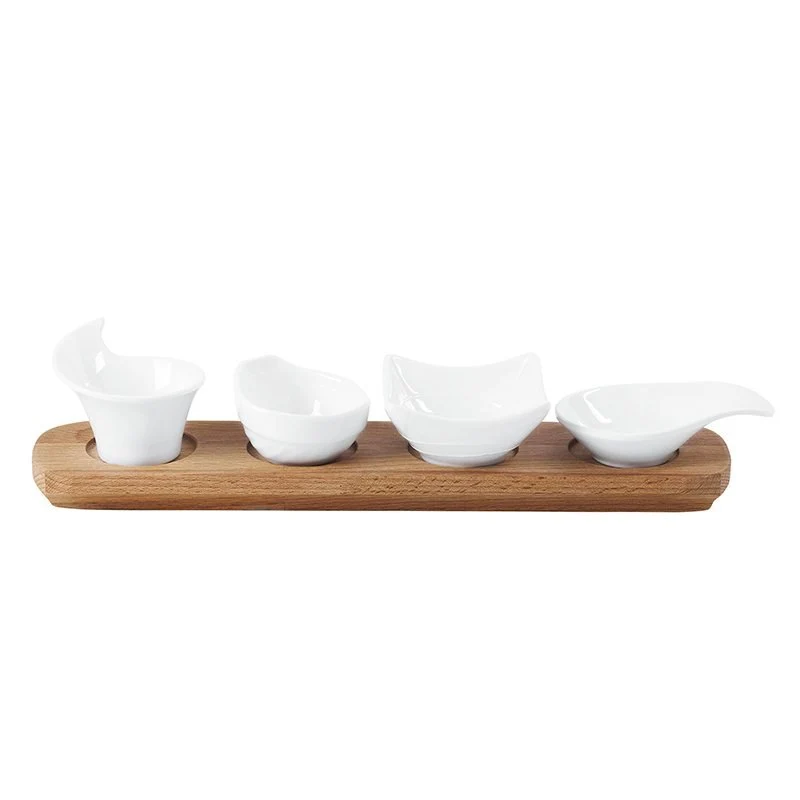 36x8 cm - Happy Hour Vassoio Porta Snack Con Inserti In Legno