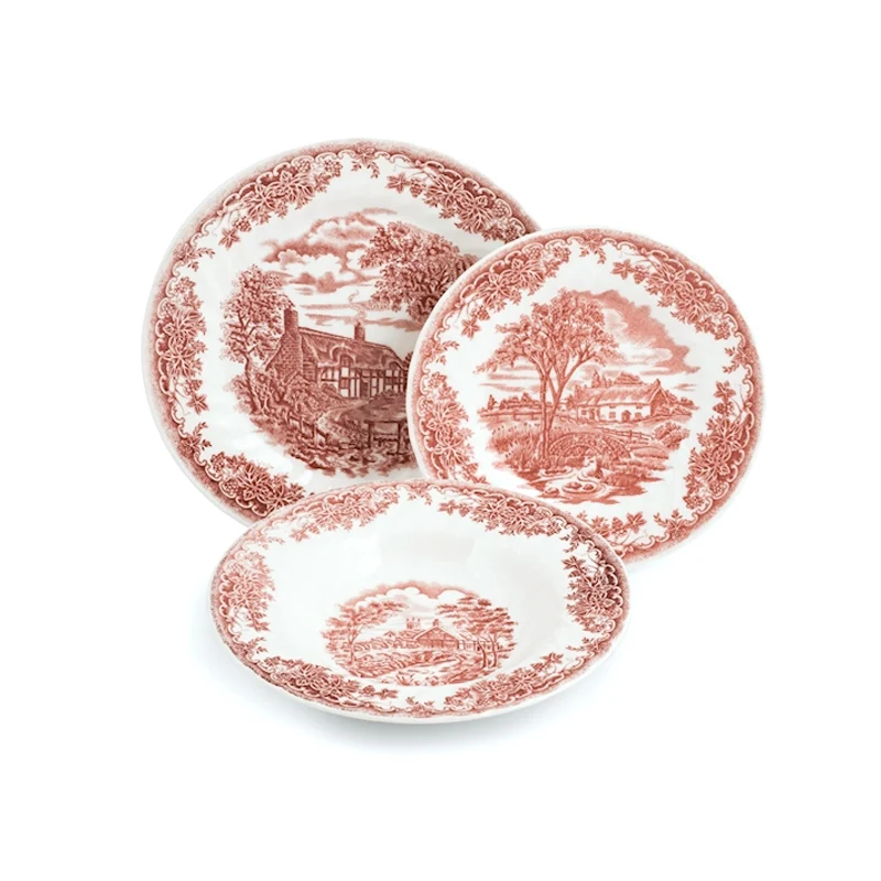 James Sadler & Sons Brookpink Servizio Piatti In Terracotta - Set 18 Pz