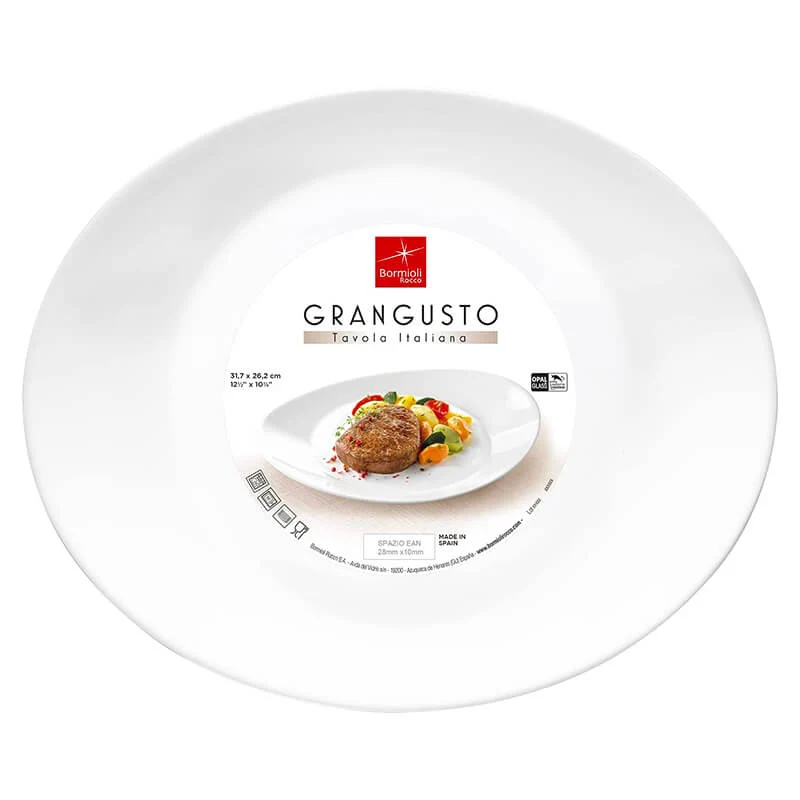 31.7 cm - Grangusto Piatto Bistecca In Vetro Opale Temperato - Set 6 Pz