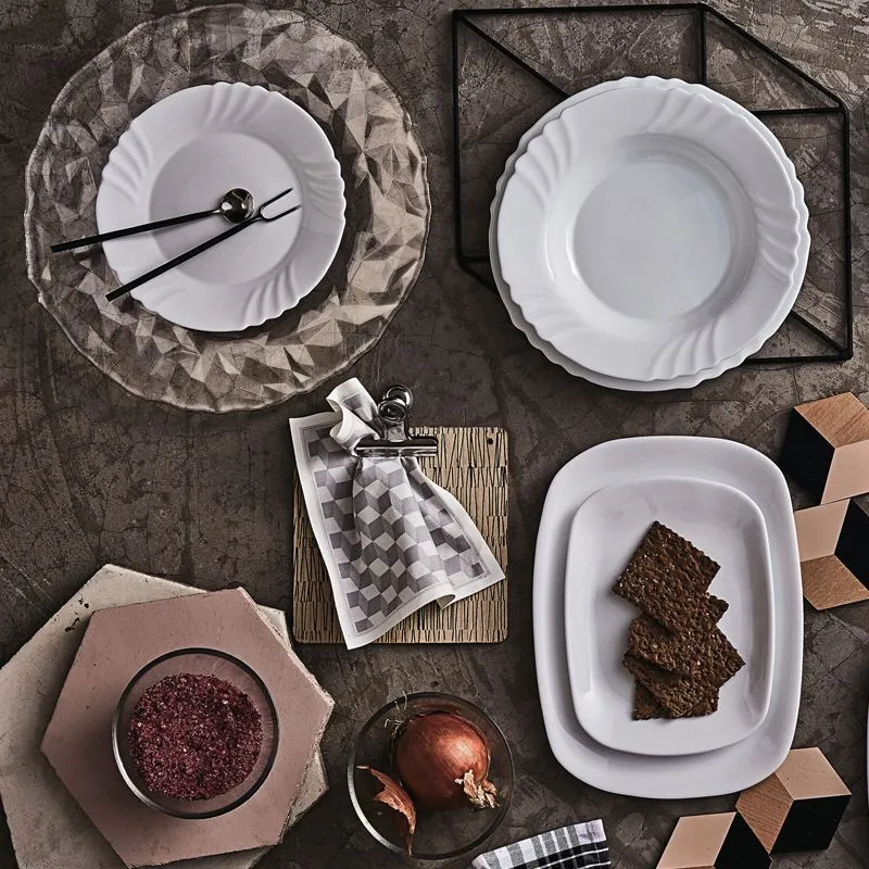 Ebro Servizio Piatti In Vetro Opale - Set 19 Pz