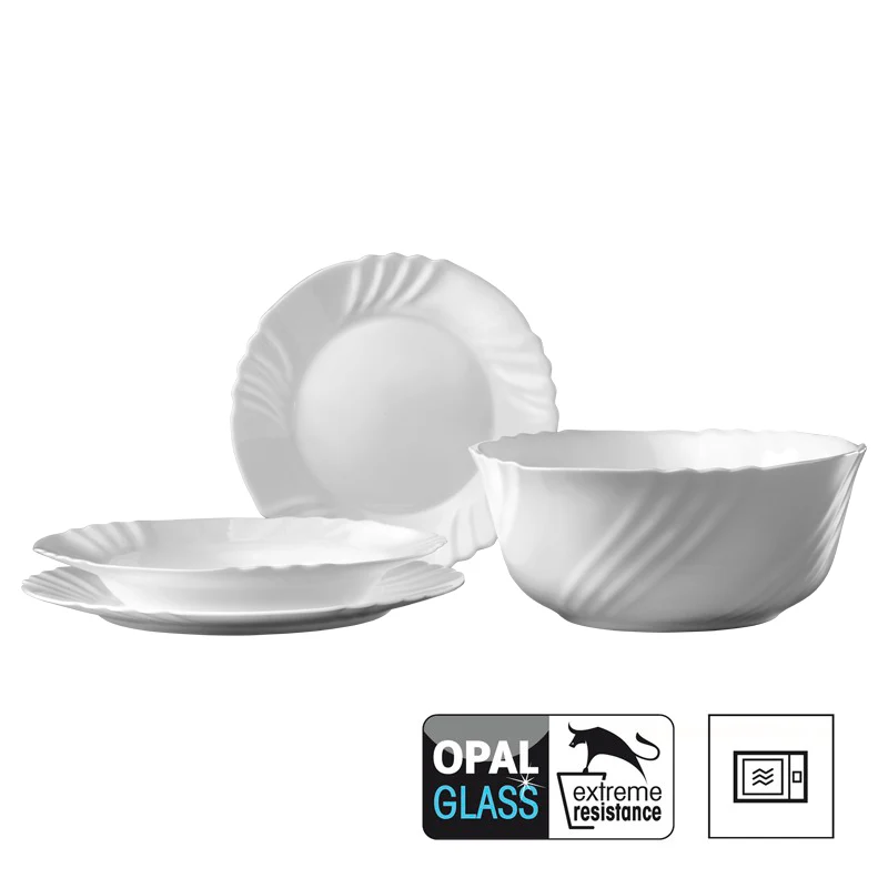 Ebro Servizio Piatti In Vetro Opale - Set 19 Pz