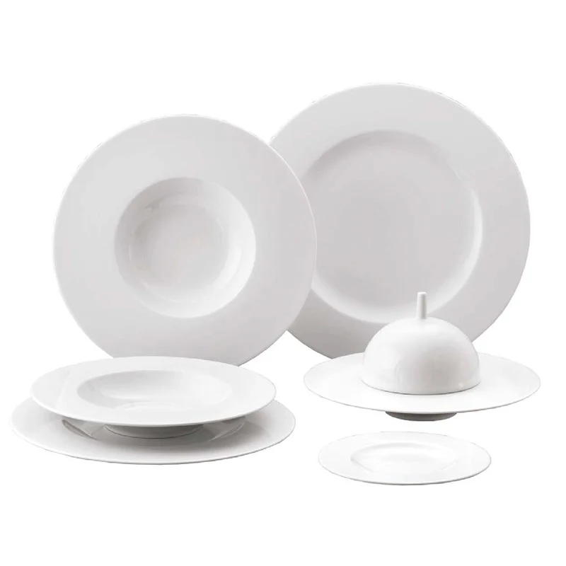 25 cm - Saturno Piatto Fondo In Porcellana - Set 12 Pz