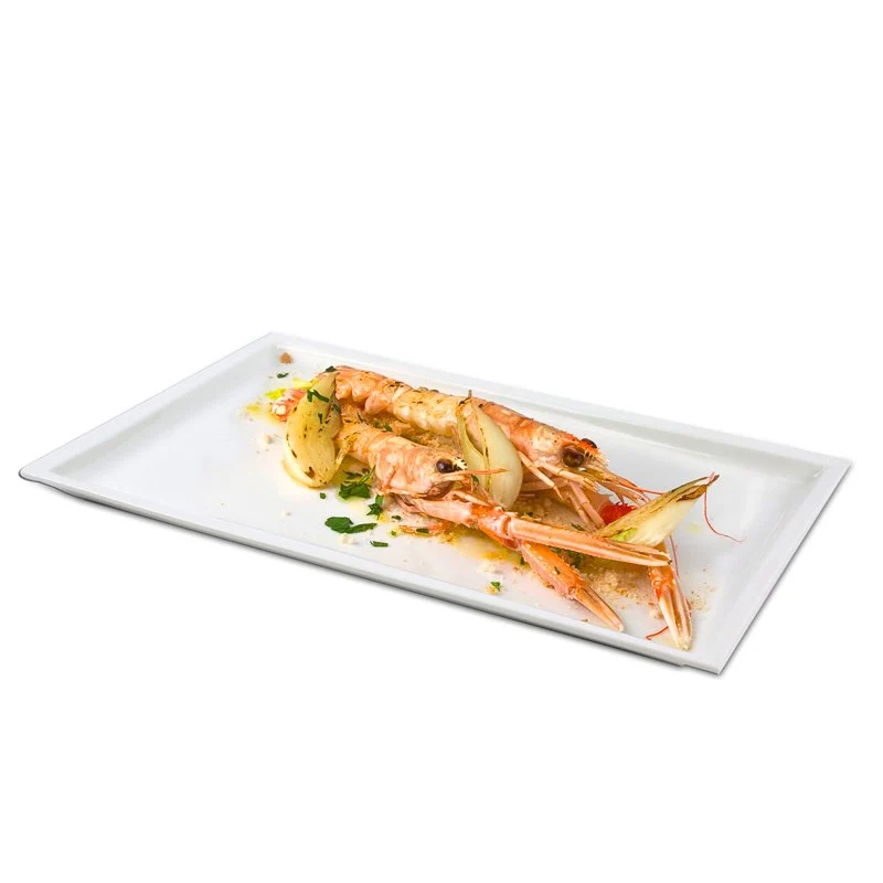 27x18 cm - Justwhite Piatto Presentazione Rettangolare In Porcellana - Set 4 Pz