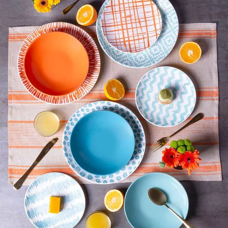 Louise Agua Servizio Piatti In Ceramica - Set 18 Pz
