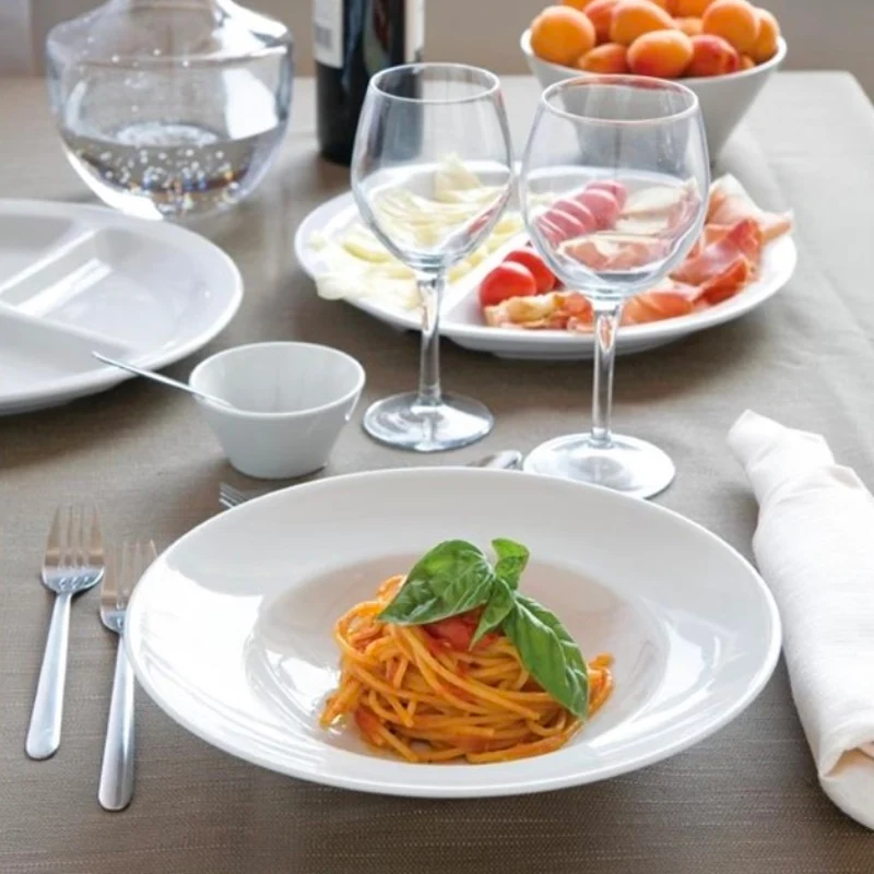 24 cm - Napoli Piatto Pasta In Porcellana - Set 6 Pz