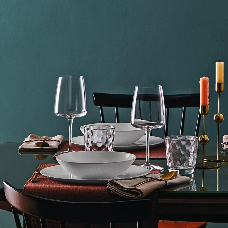 Coconut Servizio Piatti In Vetro Opale - Set 18 Pz