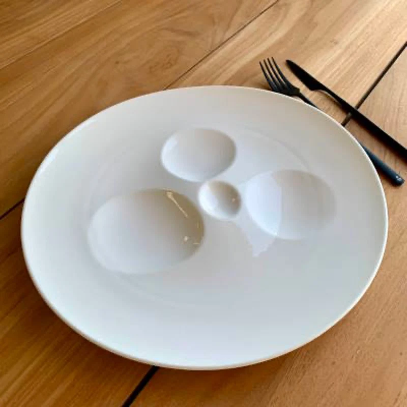 26x26.5 cm - Magnesium Moon Piatto Presentazione Irregolare In Porcellana - Set 2 Pz