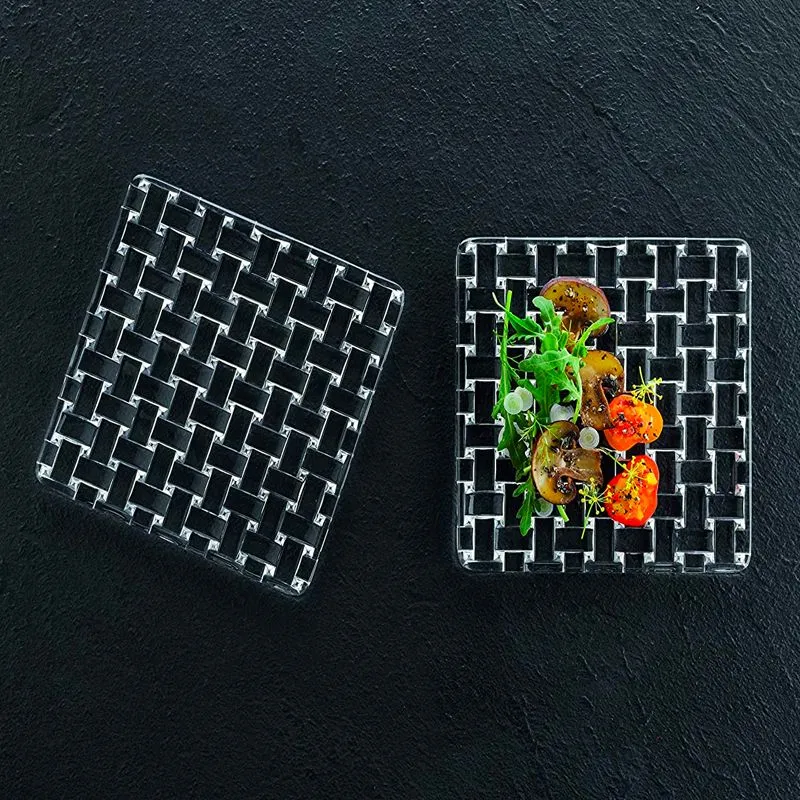 14x14 cm - Bossa Nova Piatto Piano In Vetro - Set 2 Pz