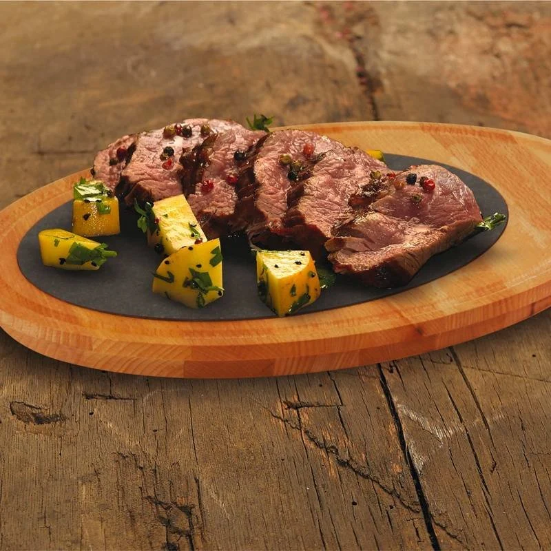 30 cm - Tableware, Buffet & Display Piatto In Ghisa Con Supporto In Legno