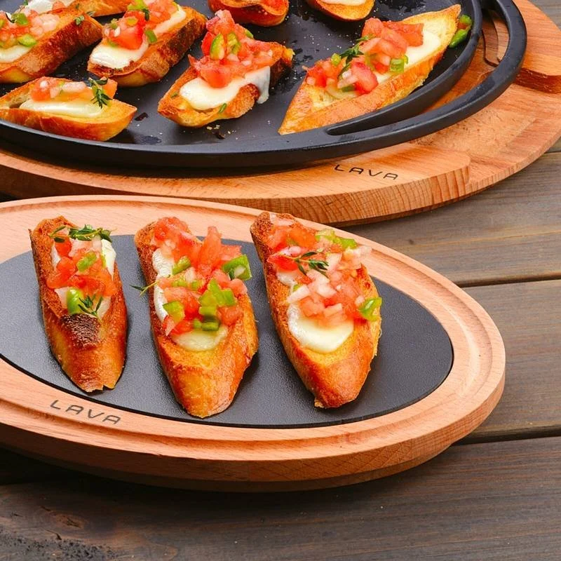 30 cm - Tableware, Buffet & Display Piatto In Ghisa Con Supporto In Legno