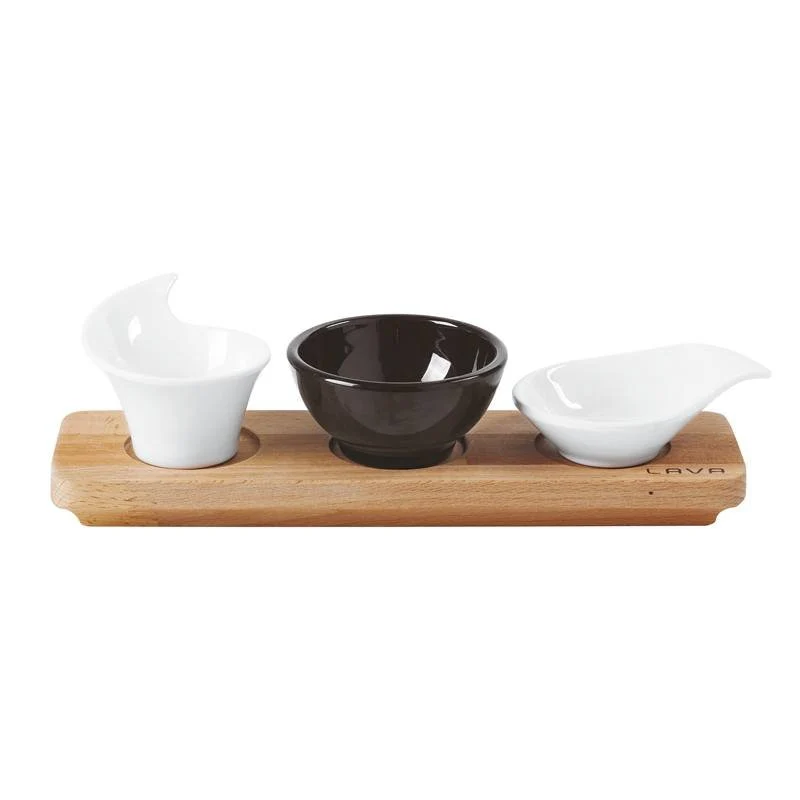 28x8 cm - Happy Hour Vassoio Porta Snack Con Inserti In Legno