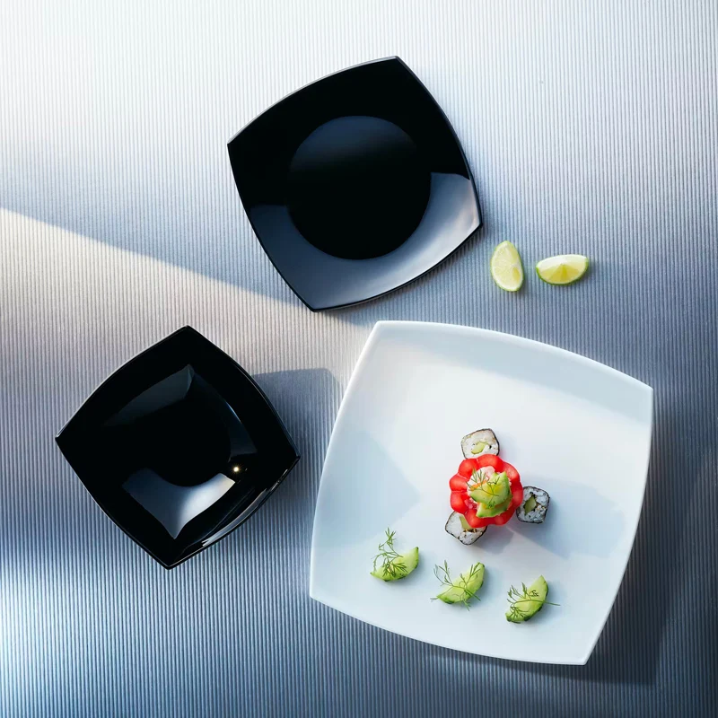 19x19 cm - Delice Piatto Frutta Dessert In Vetro Opale - Set 6 Pz