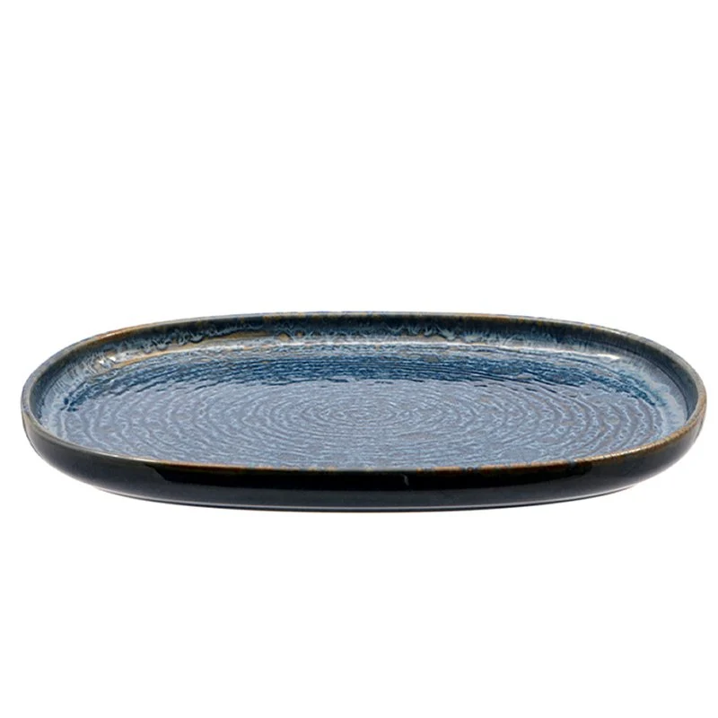 33 cm - Okeanos PIatto Vassoio Ovale In Stoneware - Set 4 Pz