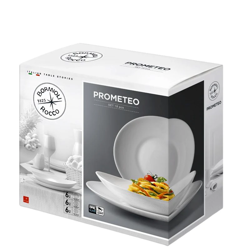 Prometeo Servizio Piatti In Vetro Opale - Set 36 Pz