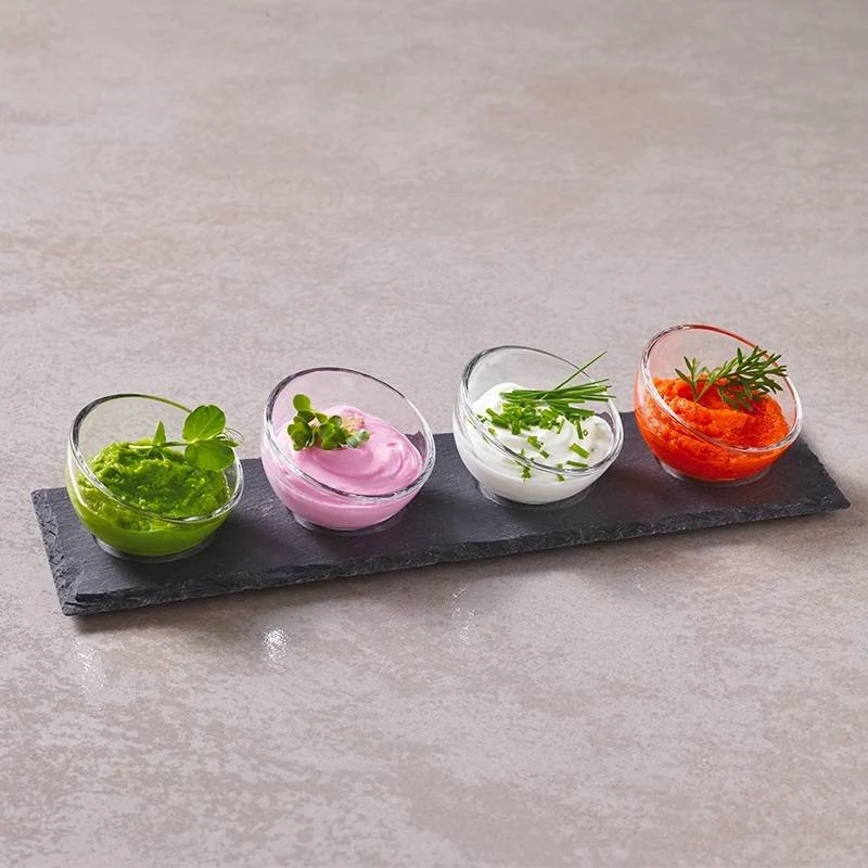4.3 cl Happy Hour Coppette per Aperitivo Con Supporto Vassoio In Ardesia - Set 5 Pz