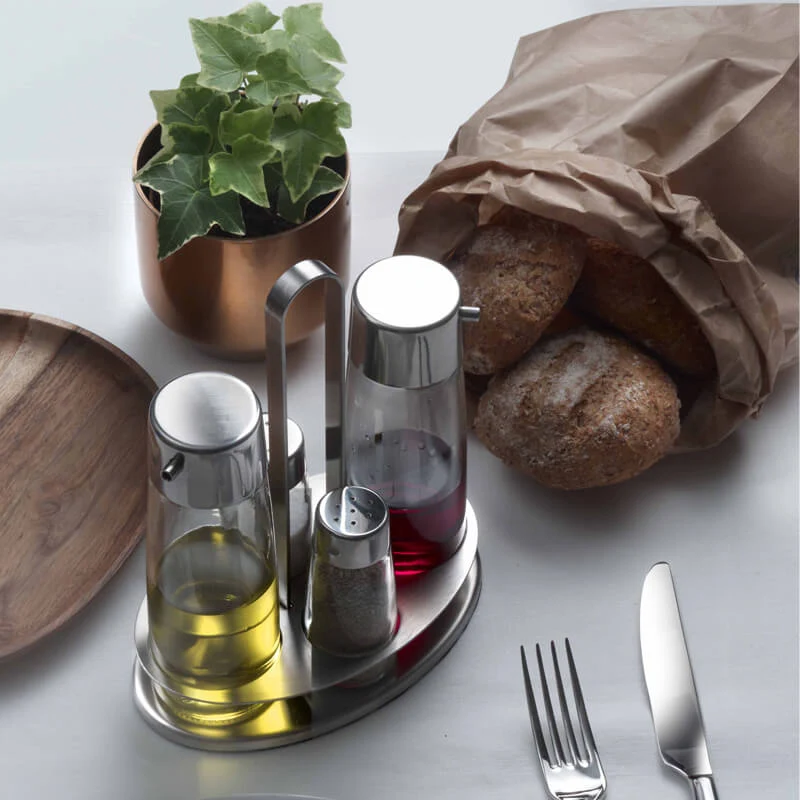 Taste Set Condimenti In Acciaio Inox - Vetro - Set 4 Pz