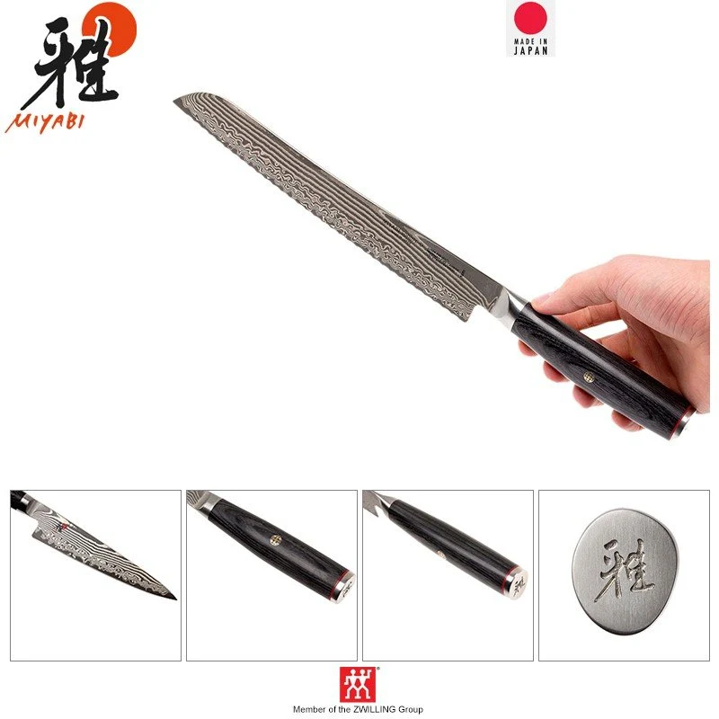 24 cm - Miyabi 5000FCD Coltello Pane In Acciaio Inox - Plastica