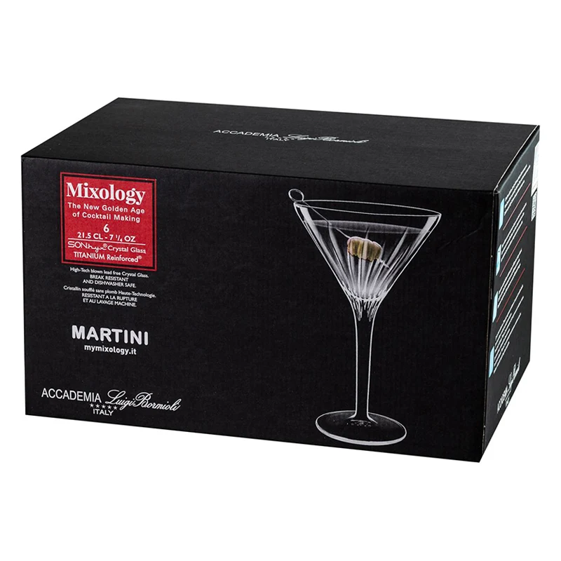 21.5 cl - Mixology Bicchiere Martini in Vetro - Set 6 Pezzi