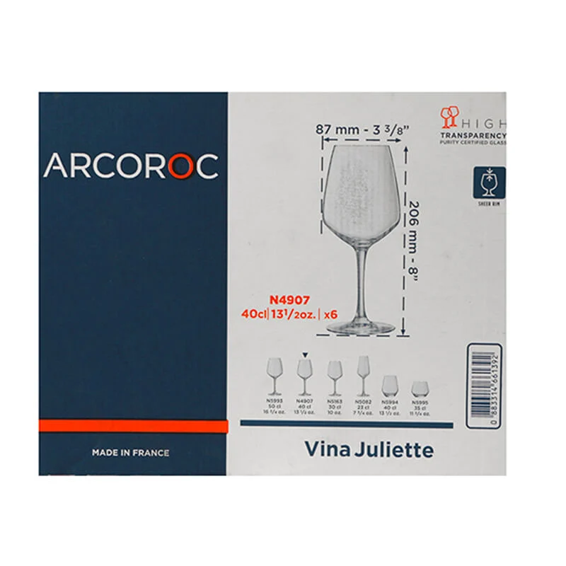 40 cl - Juliette Calice Vino Multiuso in Vetro - Set 6 Pezzi