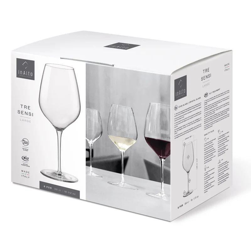 55 cl - InAlto Tre Sensi Calice Vino Rosso in Vetro - Set 6 Pezzi