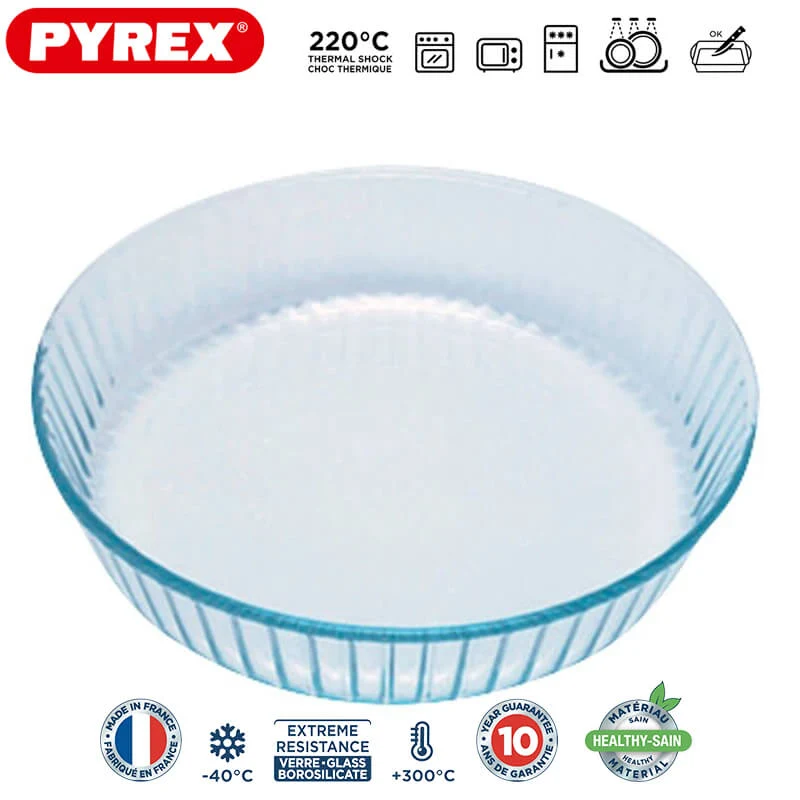 26 cm - Cook & Freeze Tortiera Rotondo in Vetro Borosilicato