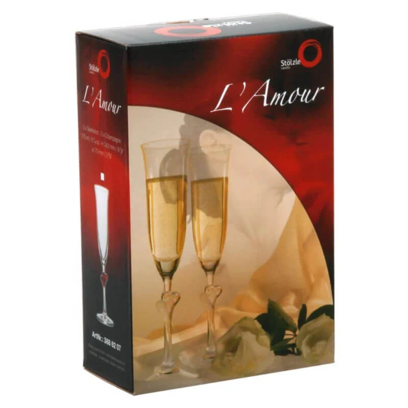 17.5 cl - L'Amour Calice Flute in Vetro - Set 2 Pezzi