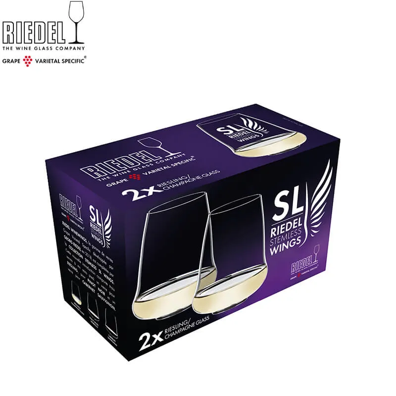 42 cl - Steamless Wings Calice Vino Bianco Riesling in Vetro - Set 2 Pezzi