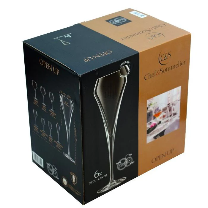 20 cl - Open Up Calice Flute in Vetro - Set 6 Pezzi
