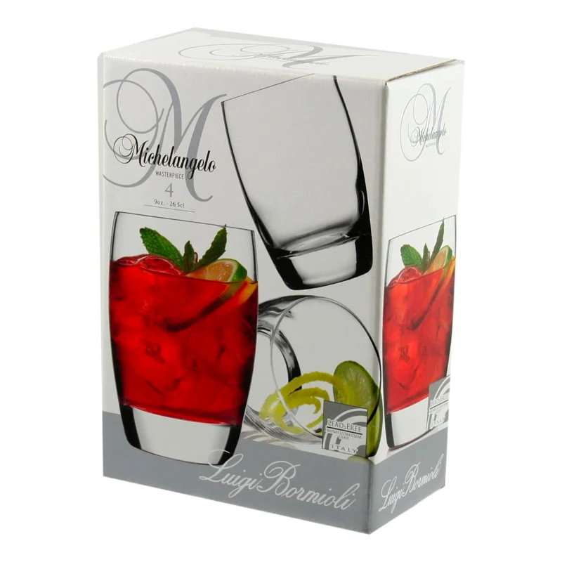 26.5 cl - Michelangelo Bicchiere Acqua in Vetro - Set 4 Pezzi