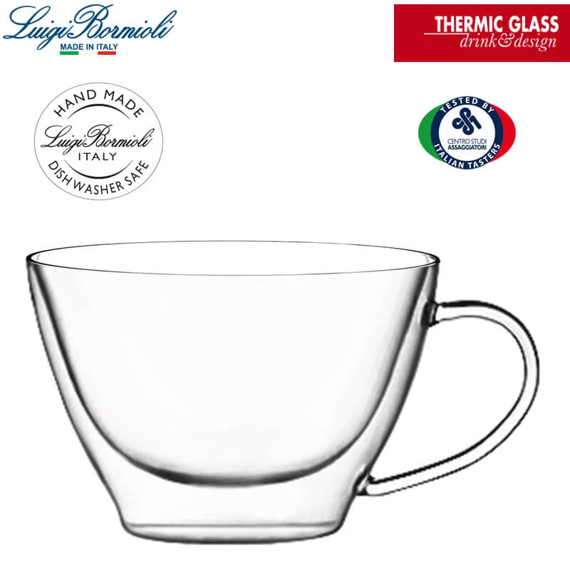 38.5 cl - Thermic Glass Tazza Cappuccino in Vetro Borosilicato - Set 2 Pezzi