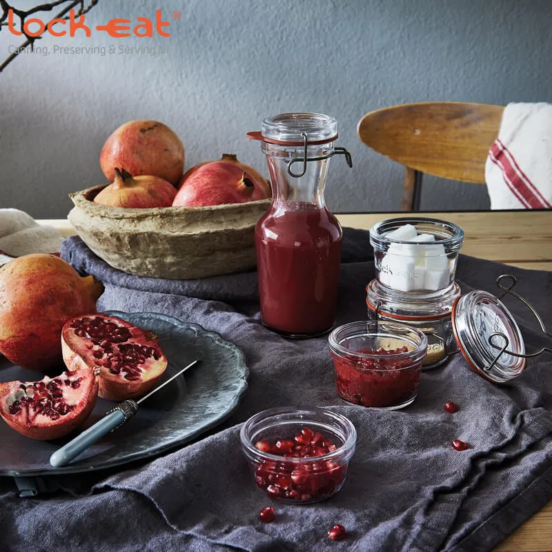 1 Litro - Lock Eat Caraffa in Vetro - Set 6 Pezzi