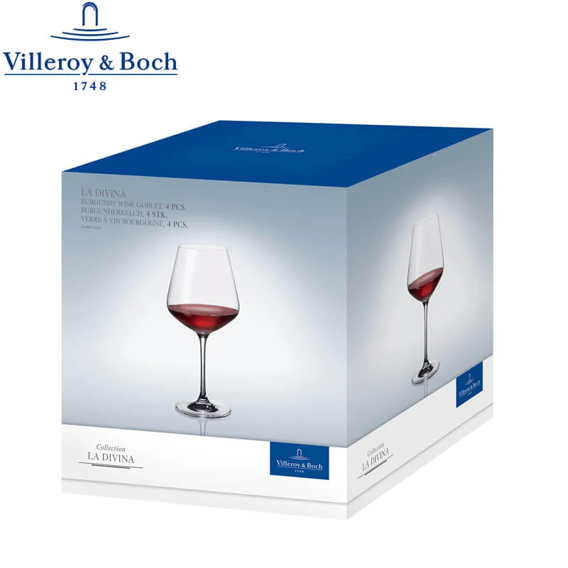 68 cl - La Divina Calice Vino Rosso Burgundy in Vetro - Set 4 Pezzi