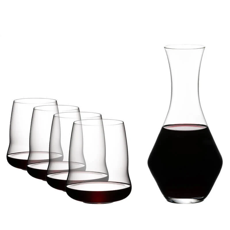 Steamless Wings Set Calici e Decanter Cabernet in Vetro - Set 5 Pezzi