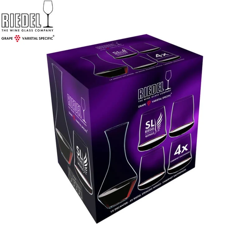 Steamless Wings Set Calici e Decanter Cabernet in Vetro - Set 5 Pezzi