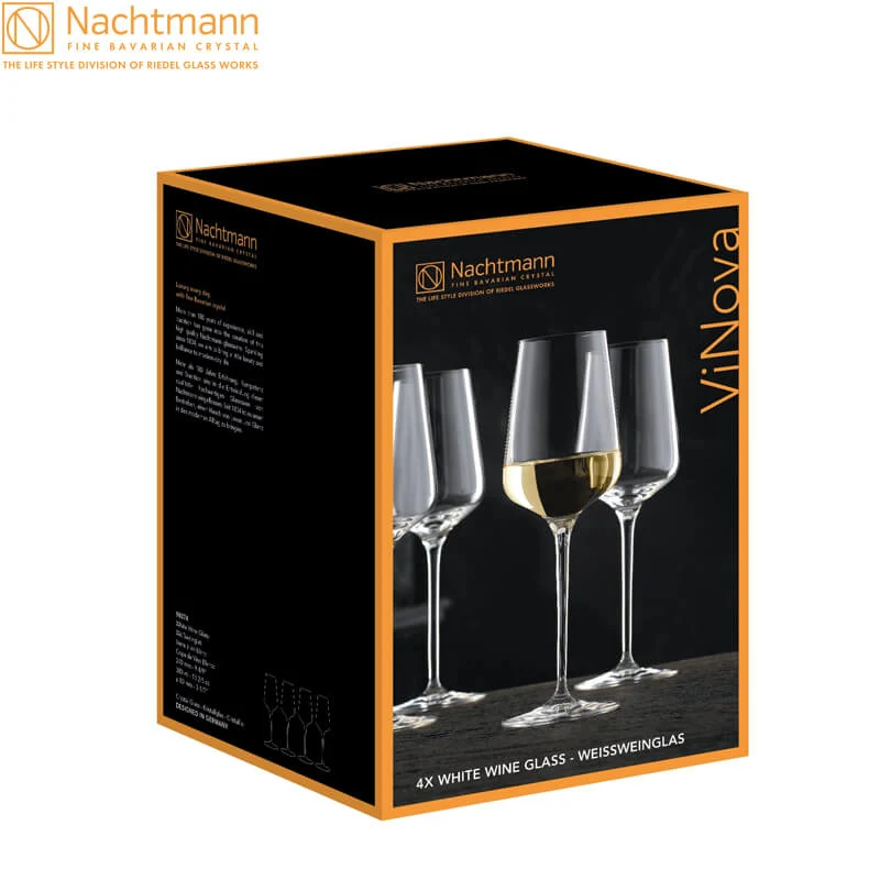 38 cl - ViNova Calice Vino Bianco in Vetro - Set 4 Pezzi