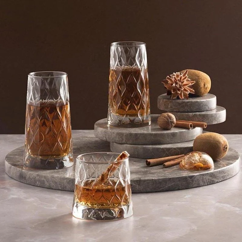 30 cl - Leafy Bicchiere Whisky in Vetro - Set 4 Pezzi