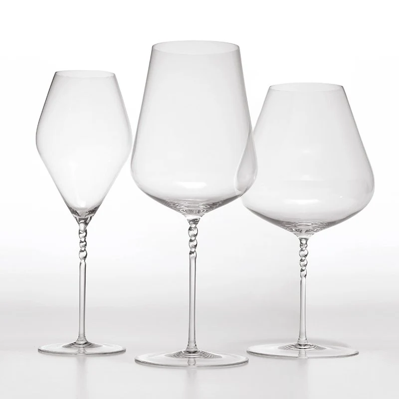 102 cl - Jcl Calice Vino Rosso Gambo a Spirale in Vetro - Set 2 Pezzi