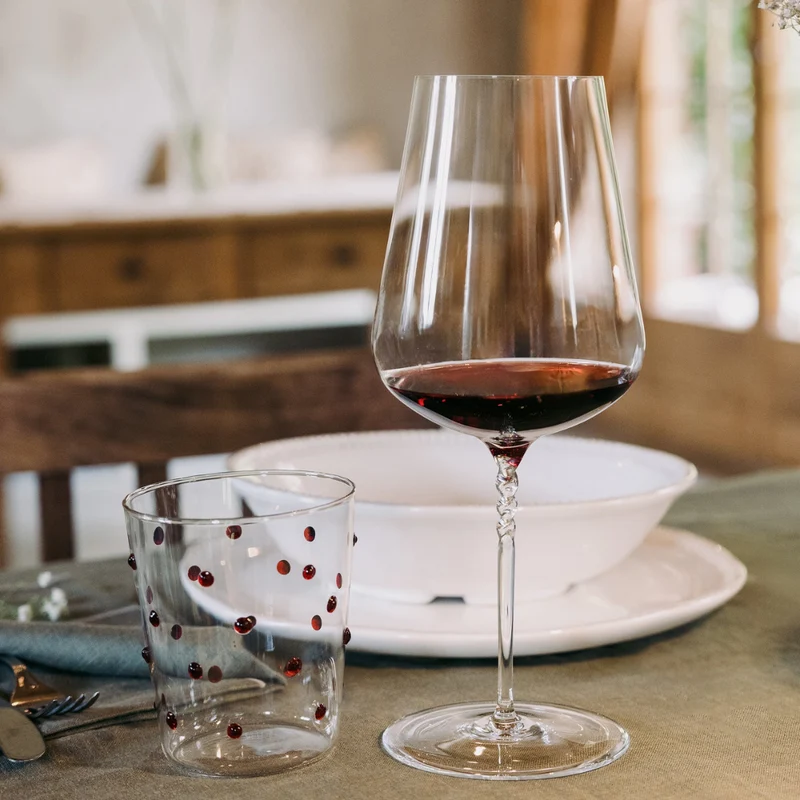 102 cl - Jcl Calice Vino Rosso Gambo a Spirale in Vetro - Set 2 Pezzi